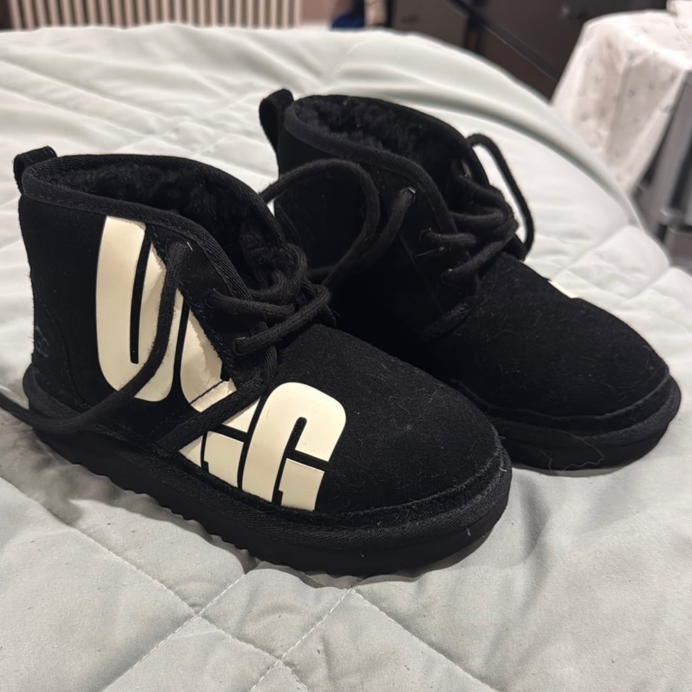 UGG Black Boots with White Logo